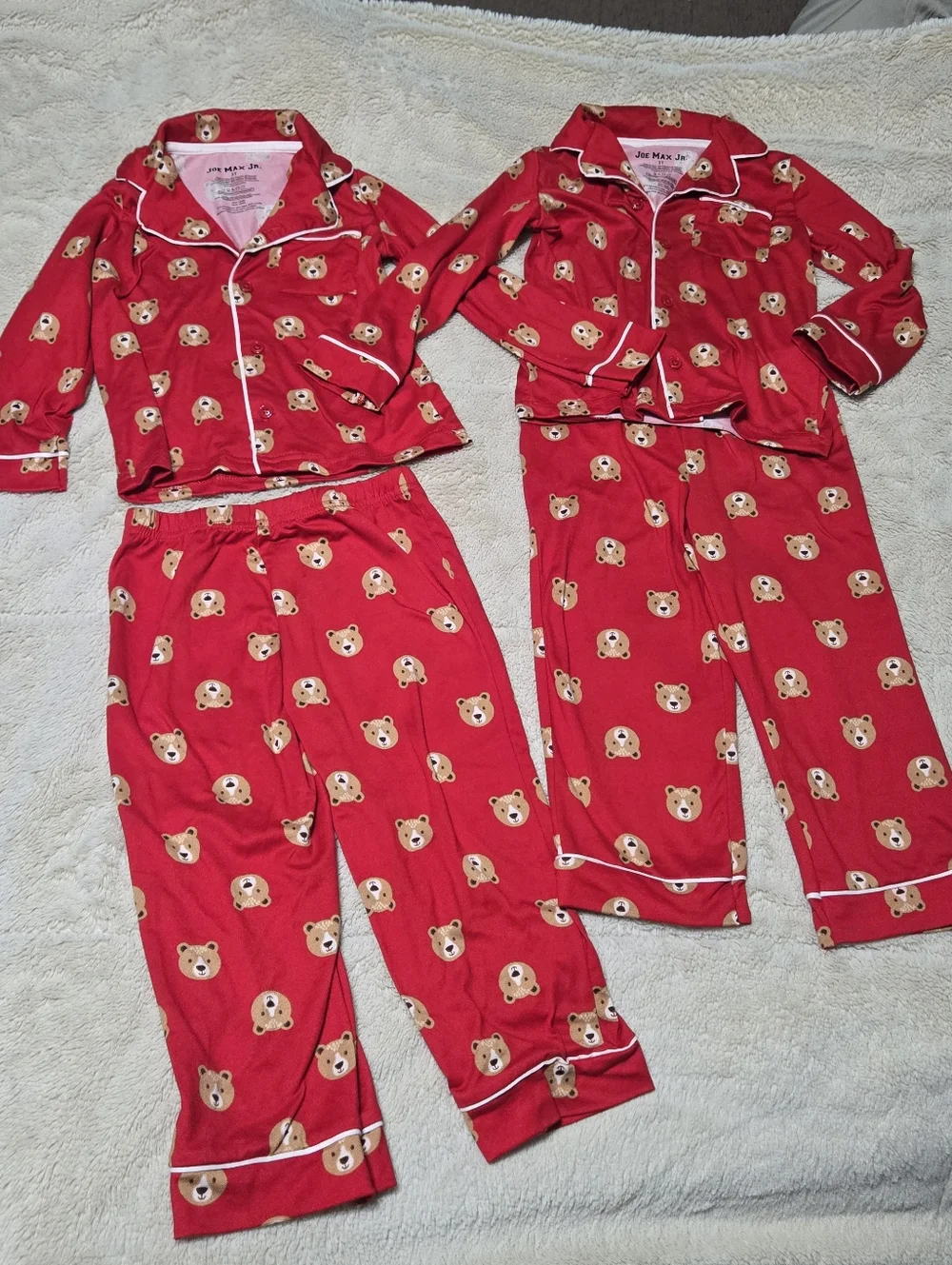 Set of 2 Matching Bear pajama set includes PJ Tops and PJ Bottoms toddler kid 3T